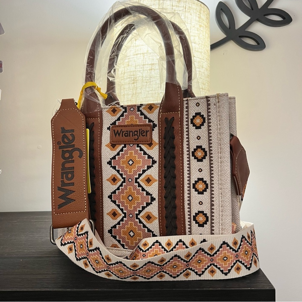 Wrangler Brown and Cream Aztec Patterned Boho Handbag or Crossbody